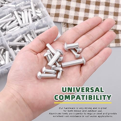 Rivets à tête braseuse M4 M5 M6 aluminium massif 300 pcs - 7