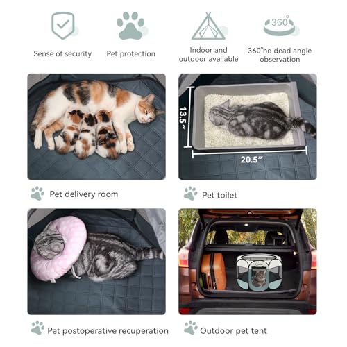 Image of Siedihit Medium Dog Cat Playpen, Puppy Pet Playpen Indoor for Dog Crate Tent Cage Outdoor, Portable Pop Up Dogs Enclosure Kennel with Carrying Case for Dogs /Cats /Rabbits (Grey with Pad, Medium)