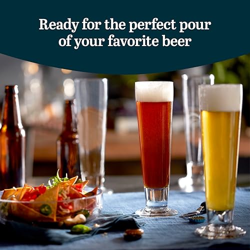 image for Libbey Stockholm Pilsner Beer Glasses Set of 4, 14.5oz, Tall Pint Glas