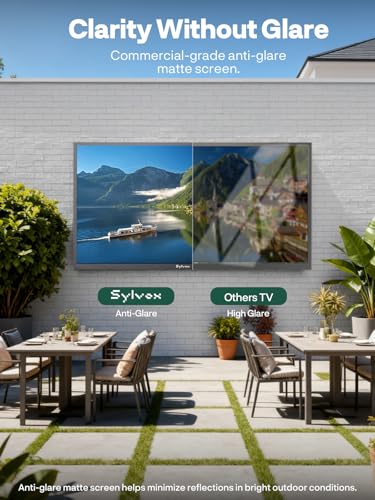 Image of SYLVOX 43 inch Outdoor TV, 2000 Nits Full Sun Outdoor TV for Bright Outdoor Conditions, 4K UHD HDR10, IP56 Weatherproof, Anti-Glare Matte Screen, Dolby Atmos, Smart Google TV, Pool Pro 3.0+ Series (2026)