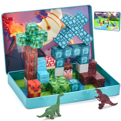 hahaland Mini Magnetic Blocks Travel Set with Magnetic Case for Kids 3-5
