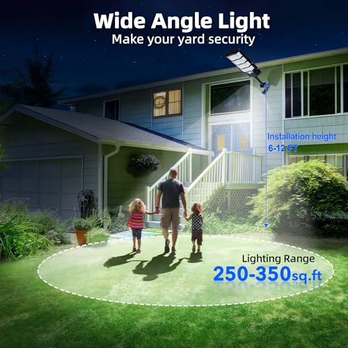 Image of FOWSEEK Solar Lights Outdoor Waterproof, 2 Pack Solar Street Lights 12000 Lumen with Motion Sensor, Flood Security Light with Remote Control Dusk to Dawn Commercial Lighting for Yard Path