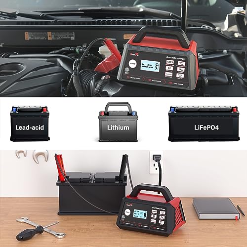 Towertop 3/15/25 Amp Car Battery Charger, 12V Fully Automatic Smart Battery Maintainer With Engine Start, Auto Desulfator, Battery Repair, For All Lead-Acid And Lifepo4 Batteries #TOP1
