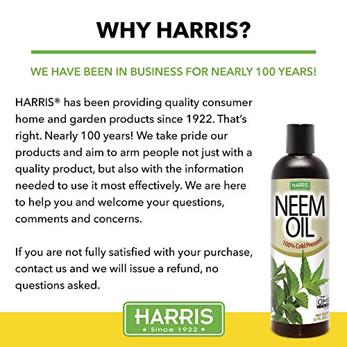 Harris Neem Oil, 100% Cold Pressed And Unrefined Concentrate For Plant Spray, High Azadirachtin Content - Omri Listed For Organic Use, 12Oz #TOP6