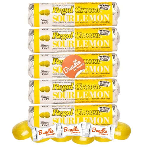 Regal Crown Sour Lemon Candy Rolls (5 Pack) W/Bundle Bonanza Candy #TOP5