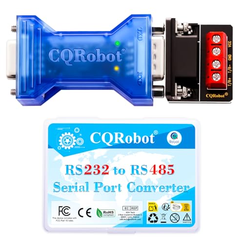 CQRobot Passive RS-232 to RS-485 Serial Port Conversion Adapter with Status Indicator, Bidirectional Transmission, 15kV ESD and 600W Surge Transient Voltage Suppression Protect, Supports 32 Nodes.