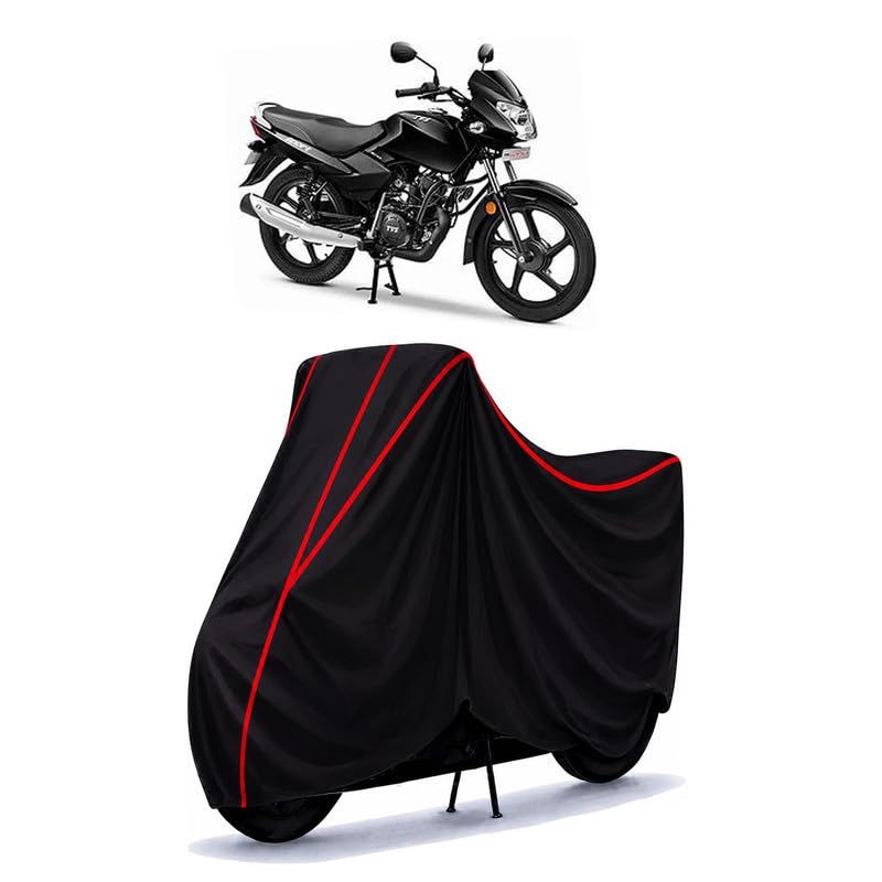 Image of TVS Sport ES 110 Water Resistant Bike Cover for All Motorcycles & Rain | Heavy Duty Taffeta Fabric | UV Protection, Dustproof, Scratchproof | All Weather Two Wheeler Body Cover with Elastic Bottom