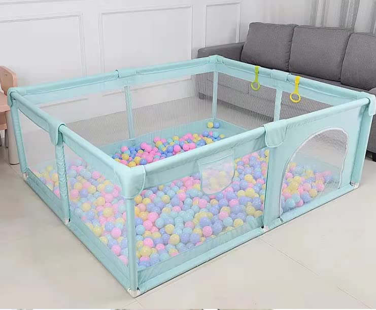 Extra Large Playpen 200cm x 160cm x 65cm Indoor & Outdoor Folding Safety Playpen, Reinforced Steel Pipe Material, High Fence, Suitable for Babies & Toddlers Aged 6 Months to 6 Years" (Green)
