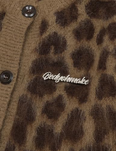 Image of Silent Vortex Women's Leopard Print Button Down Long Sleeve Fuzzy Cardigan Sweaters Vintage Cheetah Shrug Jackets
