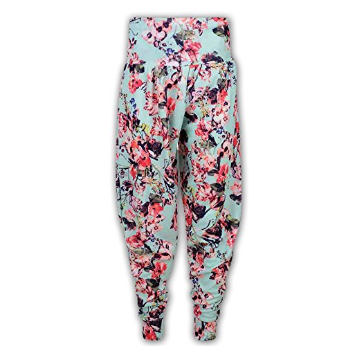 Pantalones florales verde menta para niñas de 7 a 8 años