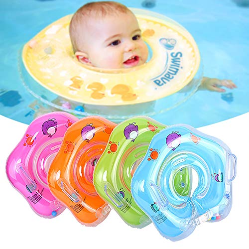 Baby Swimming Float, Baby Infant Inflatable Neck Float Ring for Bath Swimming, Childrens\' First Swim Floaties Bathtub Toys Pool Accessories for Kids Toddlers (Blue)
