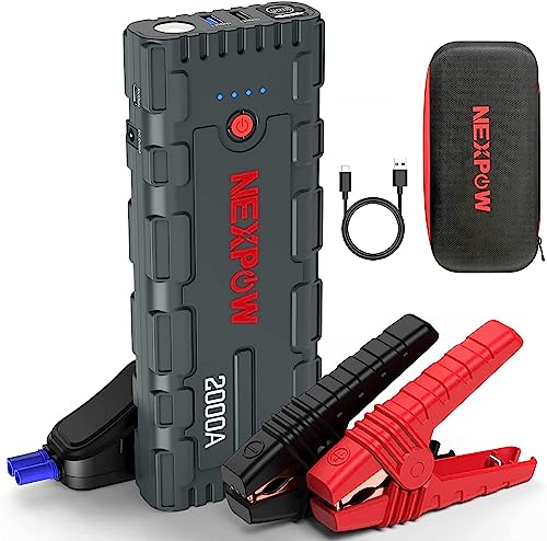 NEXPOW Avviatore Batteria Auto, 2000A Portatile Avviatore di Emergenza (per Motori Fino a 7.5L Benzina/6L Diesel), 12V...
