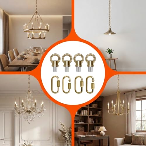 MAYOMAJO Lighting Collar Loops with Quick Link Connectors for Light Fixture Chandelier Pedant Hanging Chain Extension, Pack of 4 (Brass) by MAYOMAJO - Used condition - Image 6