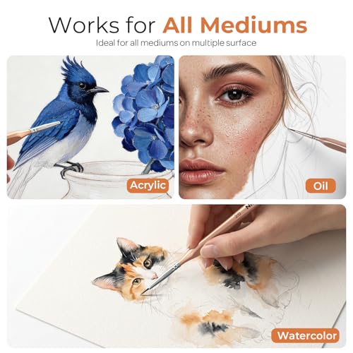 Image of Nicpro Detail Paint Brushes, 6 PCS Extra Fine Tip Micro Miniature Paint Brush Set, 20 /0-0 Round Tiny Small Brushes for Acrylic Watercolor Oil Model Painting Rock Crafts Paint by Numbers Adult Art Kit