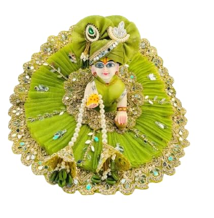 Designer Dress for Laddu Gopal Ji Dress with Pagdi | Janmaasthmi Special for Ladoo Gopal Ji (Size-0no., Parrot Green)-image-31
