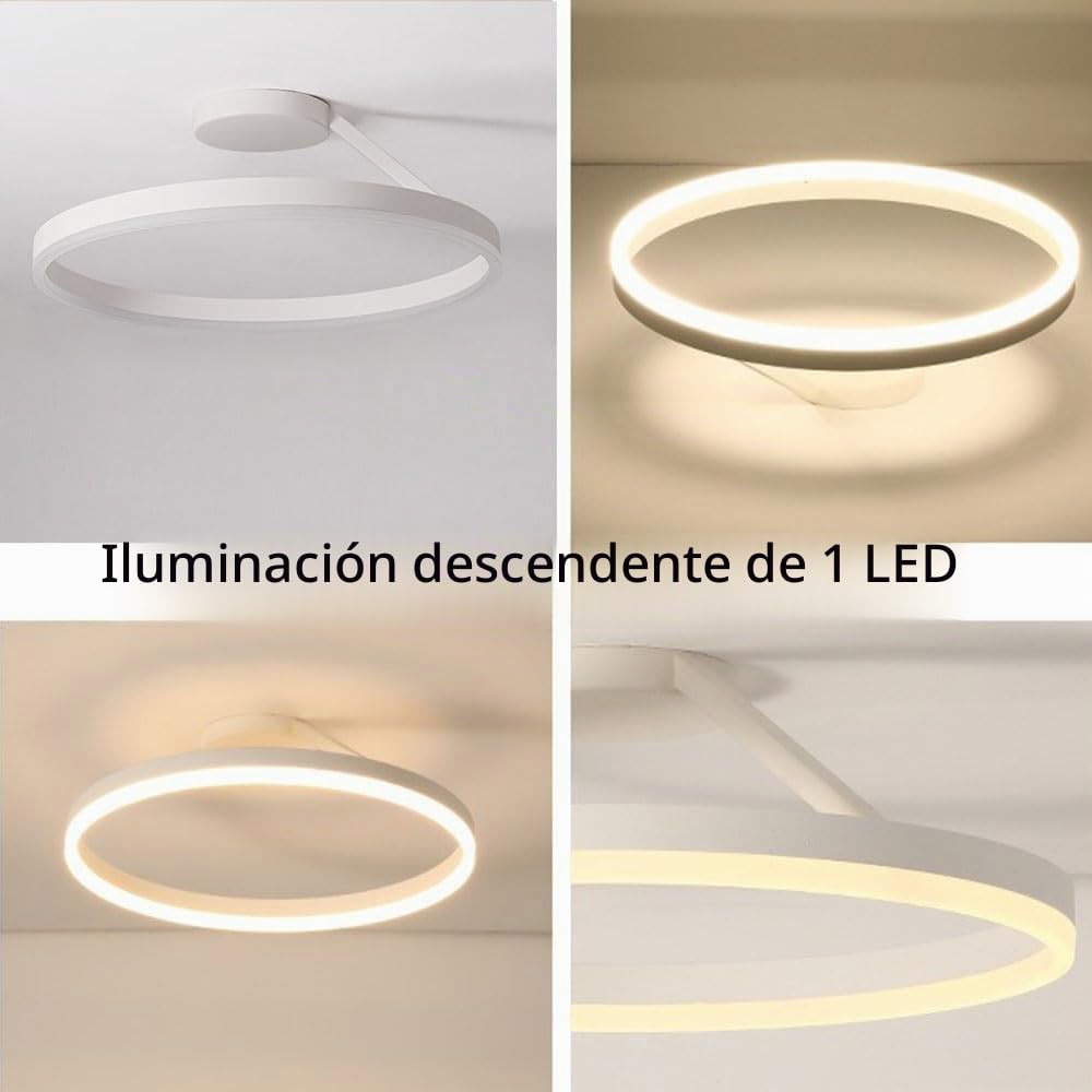 LIUYU Lámpara de Techo LED Plafón Moderno Redondo 40cm 24W Semiempotrada Regulable con Mando a Distancia Blanco para Salón Dormitorio Habitación