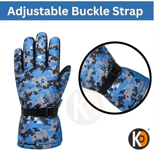 Image of K D Full Finger Winter Gloves for Men & Women with Fur Inside | Warm, Windproof, Waterproof, Scratch-Proof Thermal Gloves | Ideal for Biking, Riding & Cold Weather (Gloves Blue)