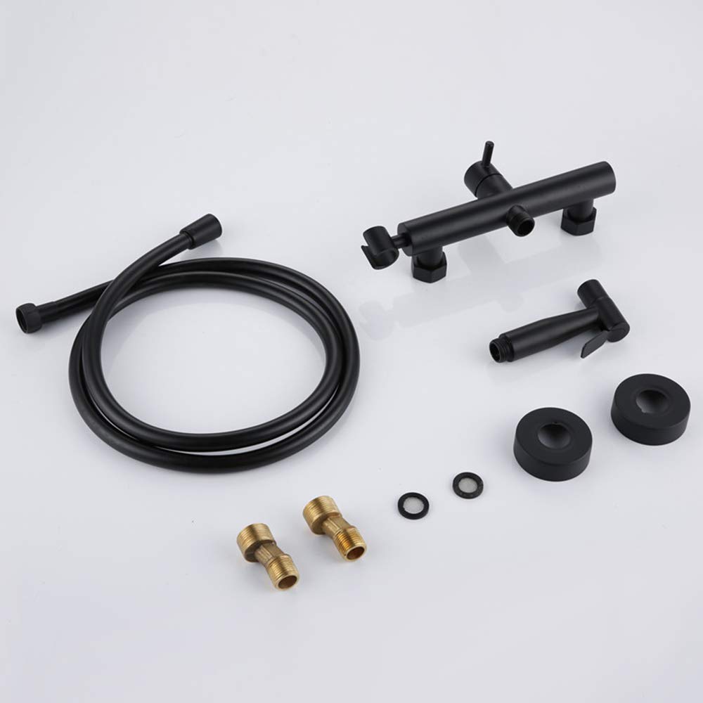 Noir Bidet Pulvérisateur Laiton Kit de Pulvérisation de Toilette Montage Mural Ensemble de Robinet Vaporisateur Hygiénique Parfait pour Hygiène Personnelle