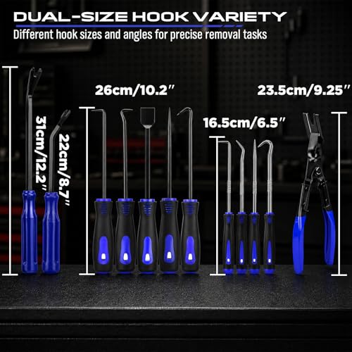 17PCS Pick and Hook Tool Set with Magnetic Pickup Tool, Trim Removal Tools, Clip Removal Plier, Fastener Removers and Gasket Scraper for Automotive, O-Ring, Gasket, Hose, Panel Removal and Car Repair - Image 3