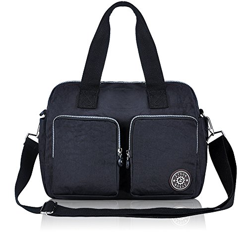 ZYSUN Tote Handbags,Nylon Crossbody Bag, Purses and Satchel Handbags for Women (Black/606)