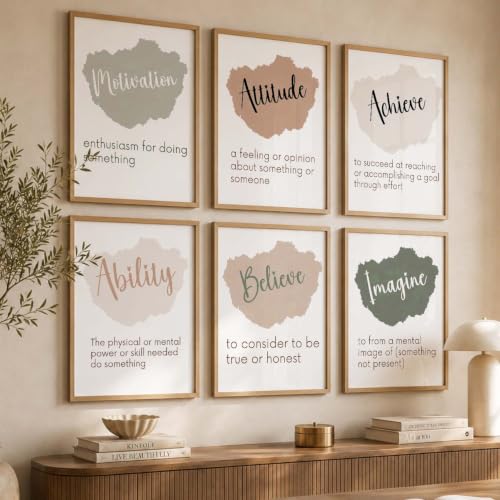 Image of kotart Quote wall Paintings with Frame for Home Decoration - Painting for Living Room Bedroom Office Wall hanging frames Set of 6 Multicolo (13x17 inch, A)