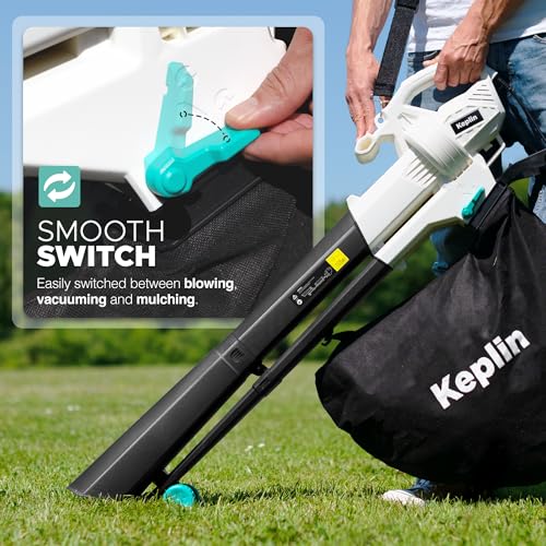 Keplin 3-in-1 Leaf Blower, Garden Vacuum & Mulcher - 3300W, 45L Collection Bag for Easy Clearing of Leafs, Debris & Waste in Garden, Patio & Drive with 12 Meter Cable, Shoulder Strap & Wheels 4 Keplin 3-in-1 Leaf Blower, Garden Vacuum & Mulcher - 3300W, 45L Collection Bag for Easy Clearing of Leafs, Debris & Waste in Garden, Patio & Drive with 12 Meter Cable, Shoulder Strap & Wheels - Image 4