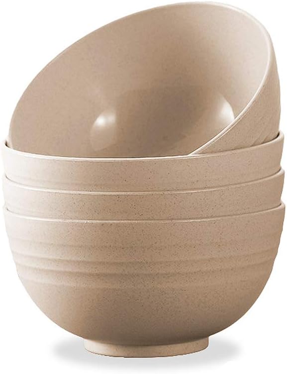 N A 4 cuencos ligeros de paja de trigo de 4.7 pulgadas, cuencos irrompibles para pasta de cereales, aptos para microondas y lavavajillas, vajilla