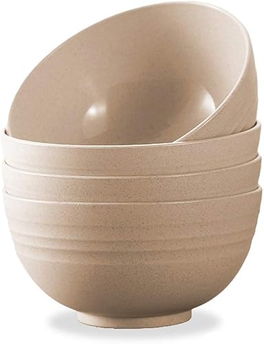 N A 4 cuencos ligeros de paja de trigo de 4.7 pulgadas, cuencos irrompibles para pasta de cereales, aptos para microondas y lavavajillas, vajilla