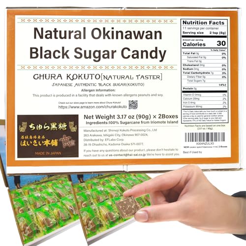 Natural Okinawan Black Sugar Candy 2-Pack – Guilt-Free Sweetness for Mindful Living, by Chura Kokuto (3.17 oz × 2 Boxes)