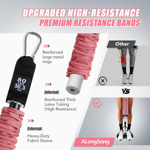 Image of ALongSong Pull Up Assistance Bands with Foot Support Pedal - Upgraded Heavy Duty Resistance Bands Adjustable Weight /Height with Bands&Measured Strap for Strength Training Home Gym