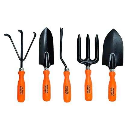 Anandi Green's Metal Agriculture Garden Spectacular Heavy Duty Plastic Handle Gardening Tools Set Pack of 5 for Gardening