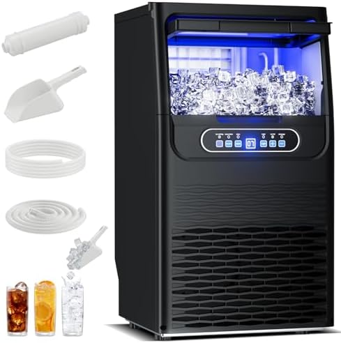 Ice Maker Countertop with Handle, 88lbs Per Day, Auto-Cleaning, Portable Sonic Ice Maker with Basket and Scoop, for Home Party/RV Camping (88Lbs/24) : Appliances