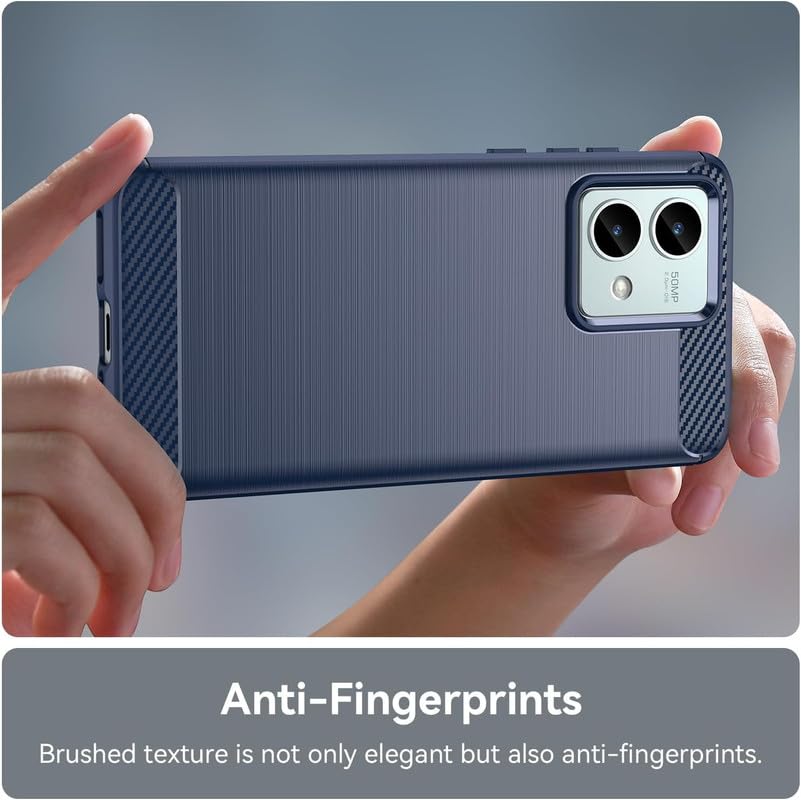 Image of NPRC Hybrid Ultra Slim Protective Case TPU Non-Slip Carbon Fiber Texture Shockproof Case Cover for Moto G84 - Blue