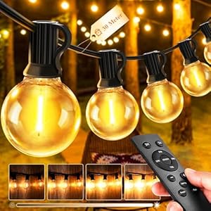 Lichterkette Außen Outdoor LED Strom - 30M Aussen Beleuchtung Garten Balkon - Lichterketten Glühbirnen Pavillon Terrasse Party Draußen String Lights - Wetterfest Dimmbar Fernbedienung Partybeleuchtung