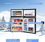 COSTWAY Compact Refrigerator, 3.2 cu.ft. Unit, 2-Door Mini Refrigerator with Freezer, Reversible Door, Removable Glass Shelves, Mechanical Control, Recessed Handle for Dorm, Office, Apartment (Black)
