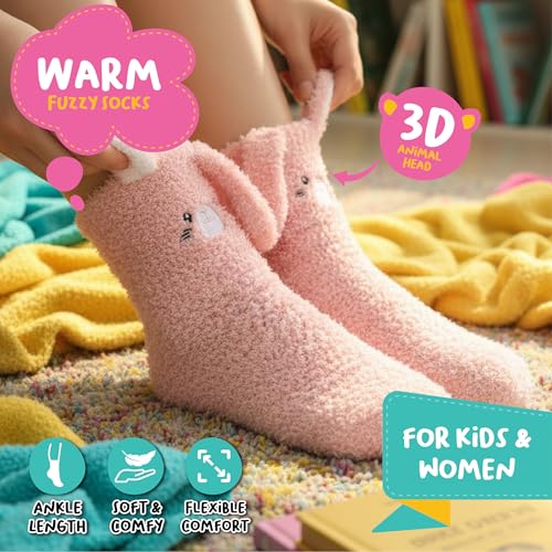 Image of POPCRAZE Novelty Fuzzy Bunny Socks Unisex Soft Plush Cozy