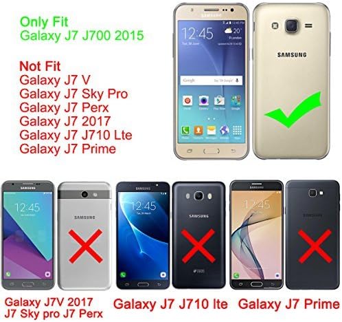 LeYi Compatible with Galaxy J7 Case (2015) with Glass Screen Protector for Women Girls, Luxury Glitter Cute [PC Silicone Leather] Heavy Duty Phone Case for Samsung Galaxy J7 Neo J700 2015 TP Mint
