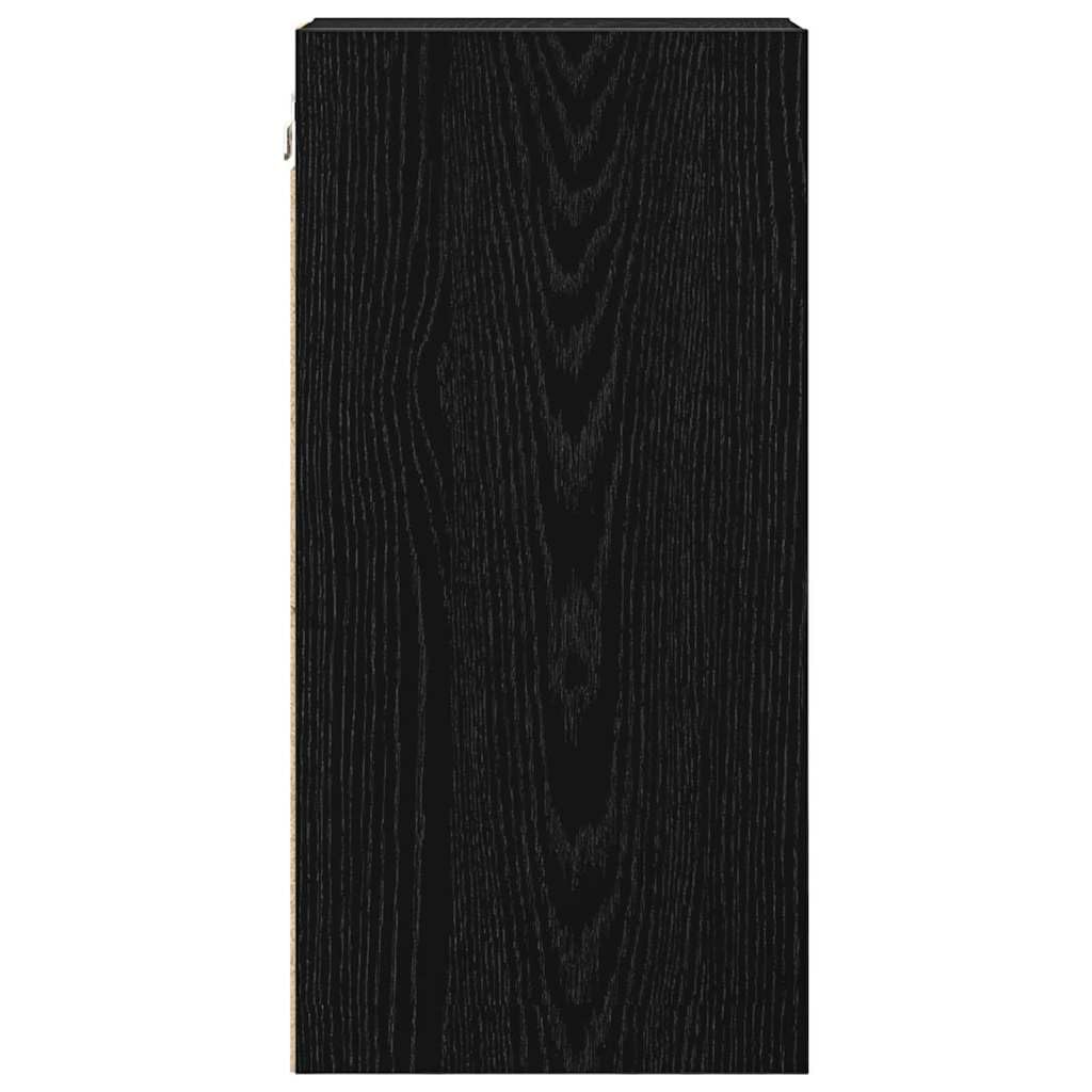 Armadietto pensile con mensola in legno nero effetto rovere 20 x 29,5 x 60 cm con 4 ripiani per cucina e spazio di archiviazione, design moderno per cucina, sala da pranzo e caffetteria