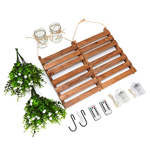 Chot Mason Jar Sconces Rustic Wall Decor Art With Remote Control Led Fairy Light And Hanging Artificial Plants For Farmhouse Kitchen Living Room Decoration #TOP3