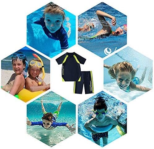 Boys Swimsuits UPF50+UV Swimwear Set Two Piece Rash Guard with Hat for Kids 4-14 Years - Image 6