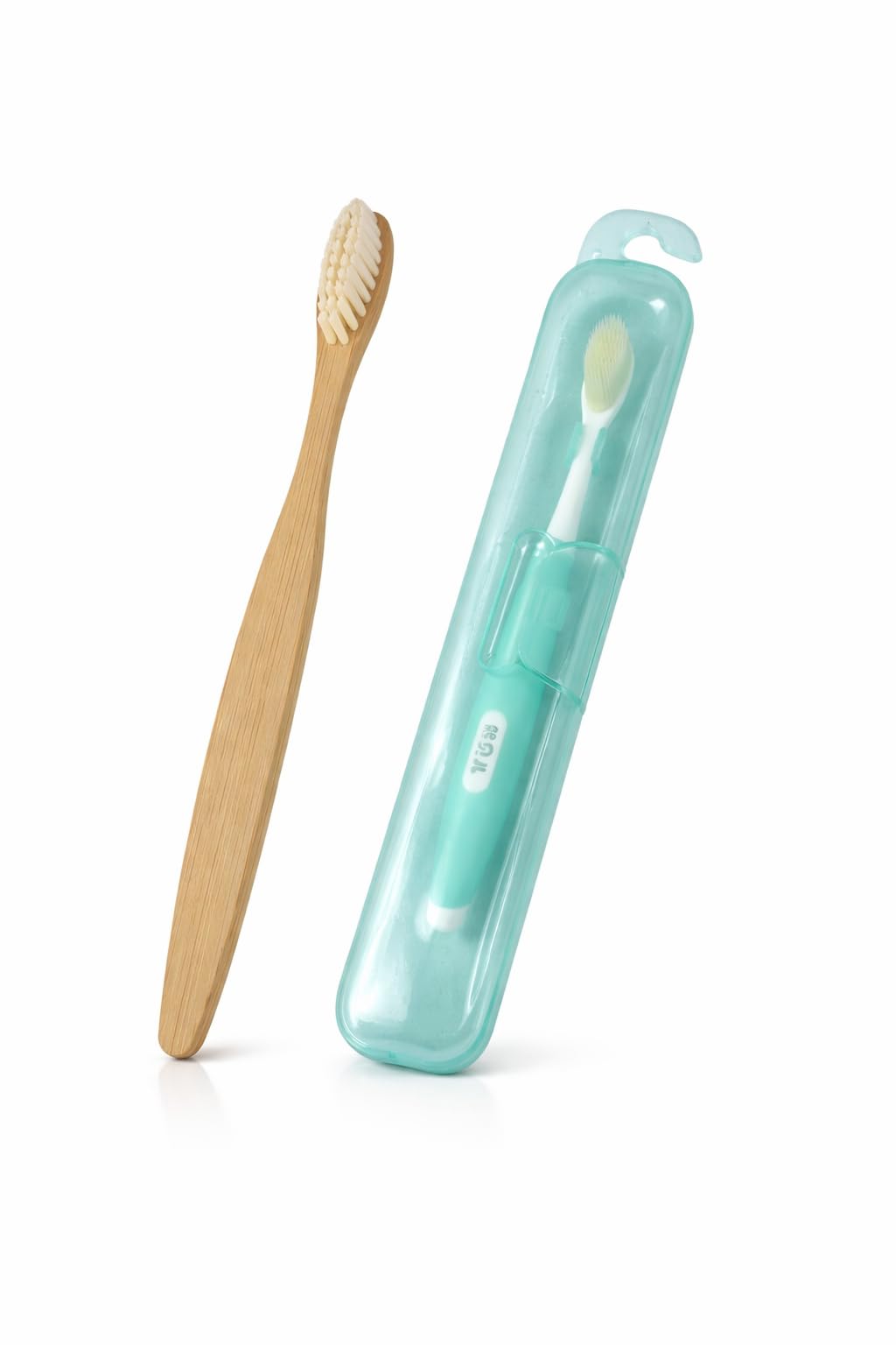 Bamboo Toothbrush with Travel Toothbrush Case | Eco-Friendly Dental Care Combo | Pack of 2 | Random Colours