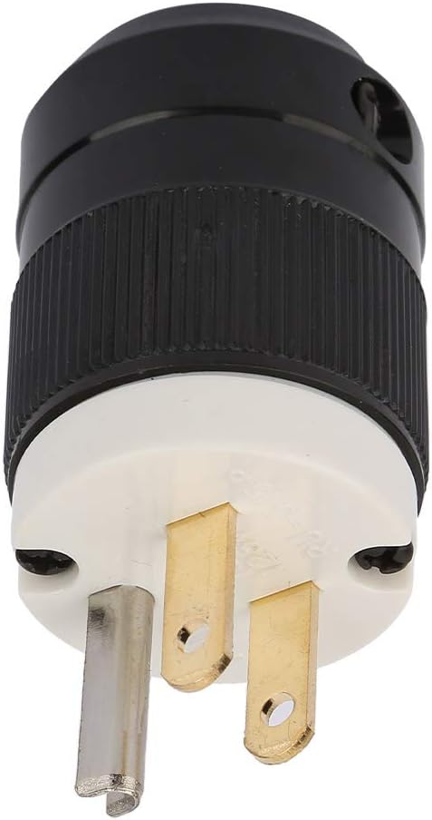 Yctze 125V US Industrial Grade 3 Poles Waterresistant Plug Connector, 3 Holes Power Plug for Larger Cords, Male 110V Plug, Electrical Replacement Plug (15A 125V)