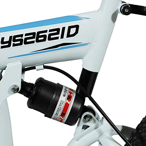 Xspec 26" 21 Speed Folding Mountain Bike Bicycle Trail Commuter, White - Thumbnail 6