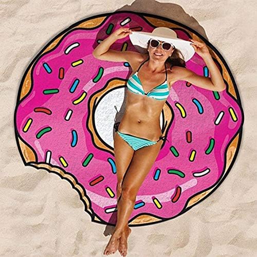 OutyFun Thick Beach Towel Blanket, Giant Donut Ultra-Soft Microfiber Large Round Towel Soft Sand Free Carpet Yoga Mat for Women & Girl use for Bath, Pool, Beach, Picnic