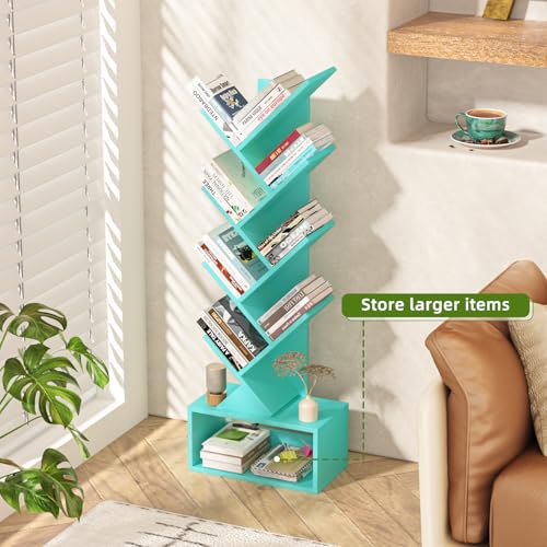 SHEEPAM 9-Tier Tree Bookshelf Floor Standing Narrow Space Storage Bookcase - image 2