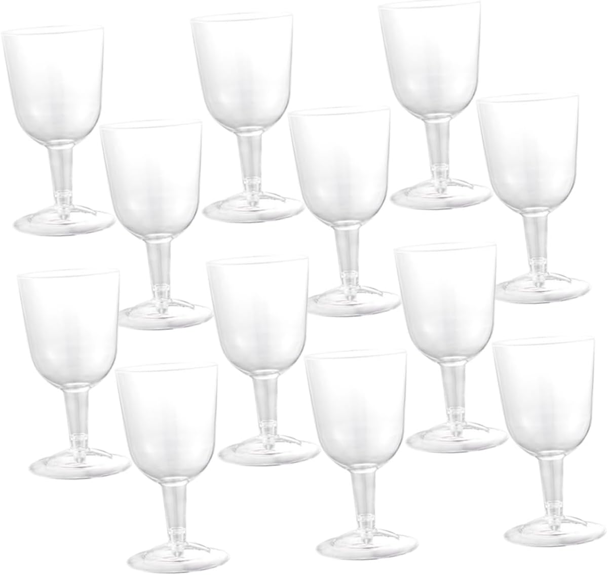 PRETYZOOM 48pcs Clear Plastic Goblet Detachable Bottom Wine Cups Elegant Cocktail Drinkware for Parties Bars and Home Use