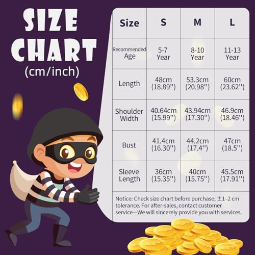Disfraz de ladrón para niños 5 piezas Halloween miniatura 7