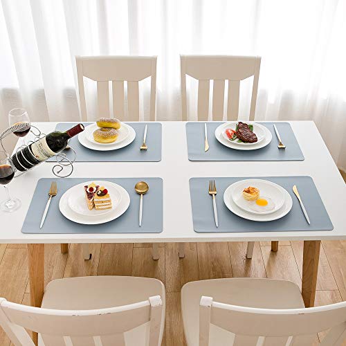 Dolopl Fall Placemats Light Blue Placemat Leather Table Mats Set Of 6 Heat Resistant Easy To Clean Wipeable Waterproof Washable Outdoor Placemats For Kitchen Dining Patio Table #TOP6