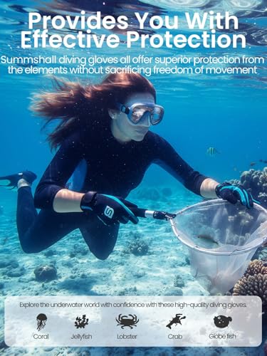 Summshall 2mm Neoprene Gloves, Keep Warm & Flexible, Anti-Slip Grip, Wetsuit Diving Gloves for Women Men, for Diving, Snorkeling, Surfing Paddling Spearfishing Sailing