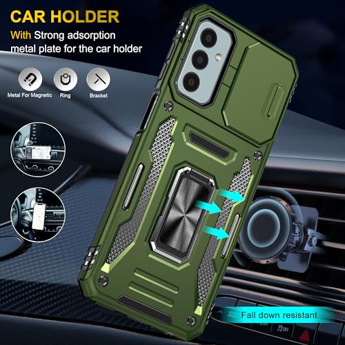 Samsung Galaxy A15 5G Case with Slide Camera Cover + Screen Protector(2 Packs), Rotated Ring Kickstand Military Grade Shockproof Protective Cover for Samsung Galaxy A15 5G (Olive Green) - image 7